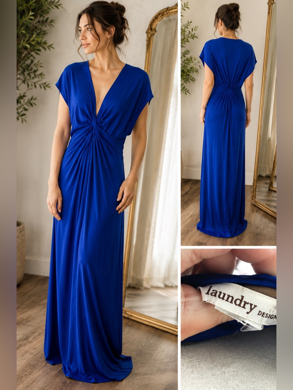Laundry by Design Royal Blue Twist Front Maxi Dress | Size 12
